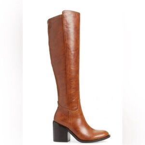 Jeffrey Campbell Woodvale Brown Over Knee Heeled Riding Style Boots